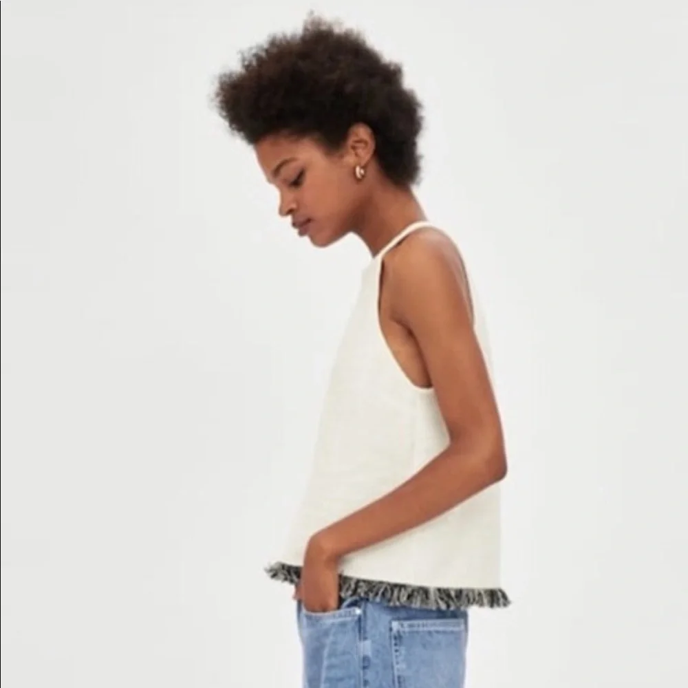 ✨Zara TRF tweed halter w/fringe hem szL - Picture 1 of 8